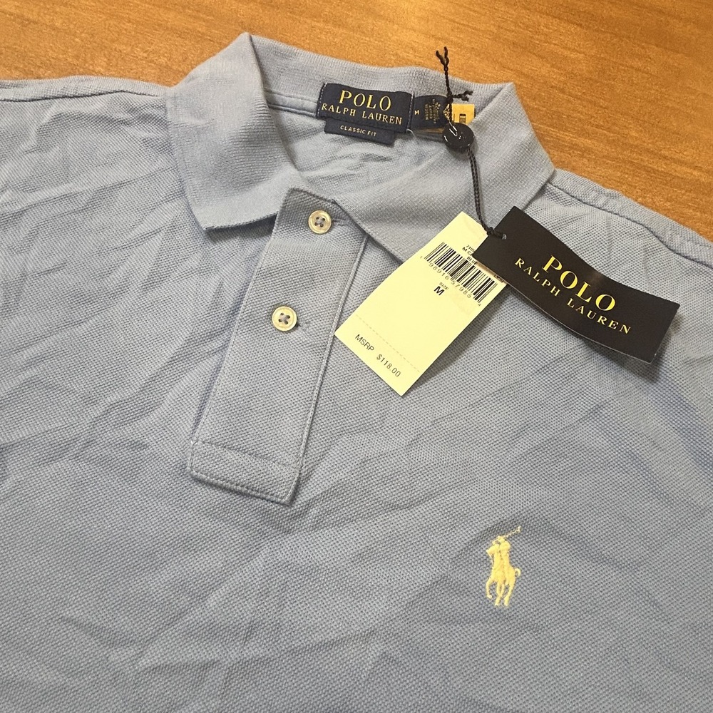 Polo Ralph Lauren Polo Shirt Mens M Light Blue Classic Fit Knit Cotton Pony NWT